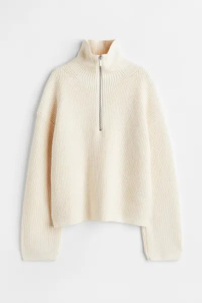 Zip-up rib-knit jumper | H&M (UK, MY, IN, SG, PH, TW, HK)