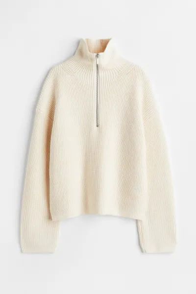 Zip-up rib-knit jumper | H&M (UK, MY, IN, SG, PH, TW, HK)
