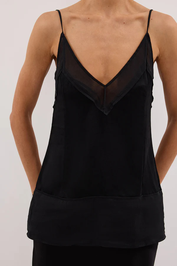 JUDE BLACK SATIN RAMIE CAMI TOP | DISSH