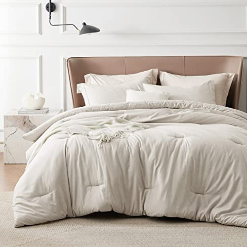 Bedsure King Size Comforter Set - Beige King Comforter Set, Soft Bedding for All Seasons, Cationic Dyed Bedding Set, 3 Pieces, 1 Comforter (104"x90") and 2 Pillow Shams (20"x36"+2") | Amazon (US)