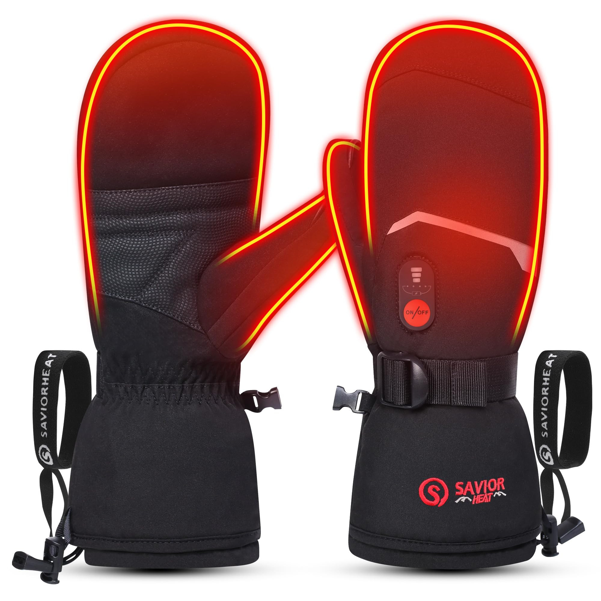 SAVIOR HEAT Heated Mittens Battery Ski Gloves, Electric Rechargeable Mitts for Skiing Camping Hik... | Amazon (US)