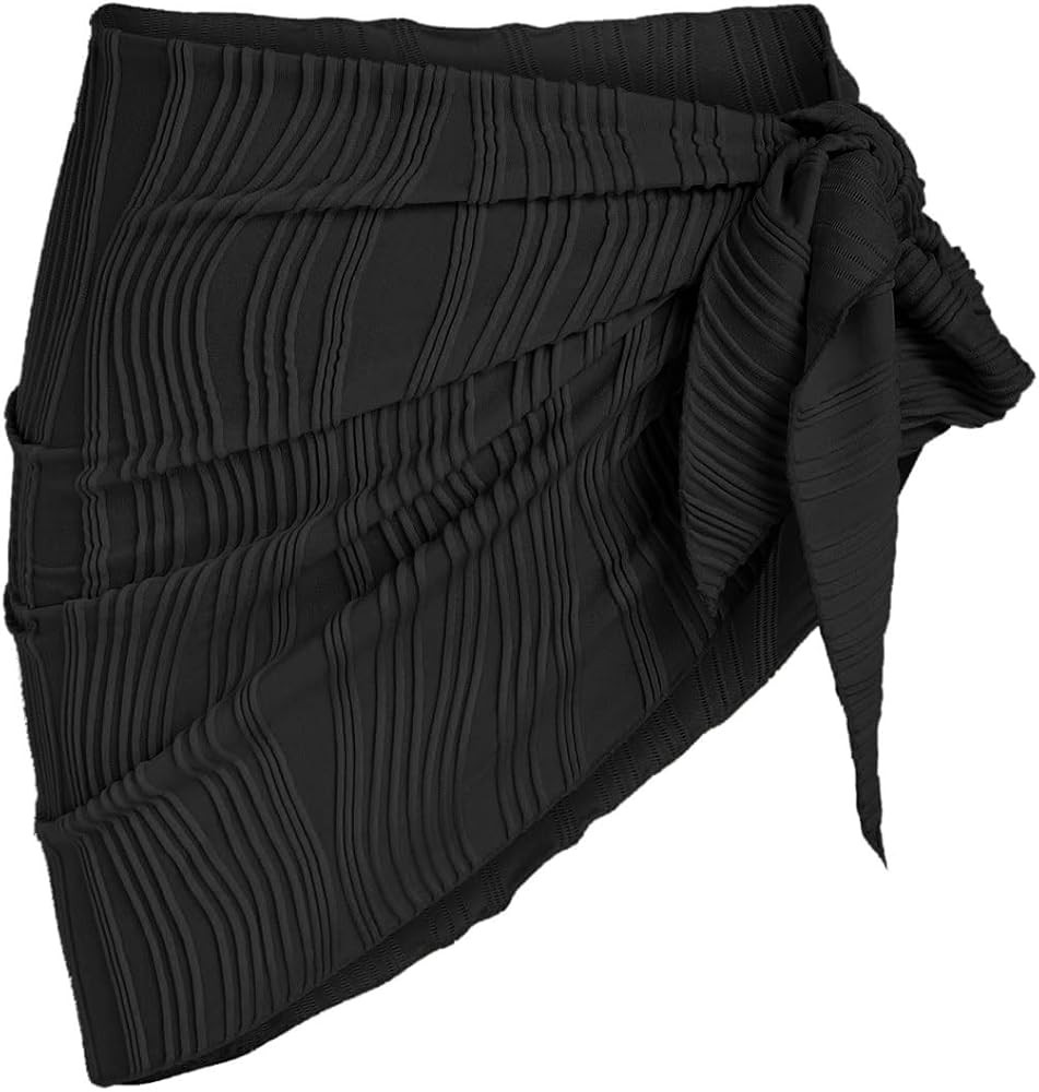 ZAFUL Metallic Shiny Short Sarong Coverups for Women Semi Sheer Bathing Suit Wrap Swimsuit Skirt ... | Amazon (US)