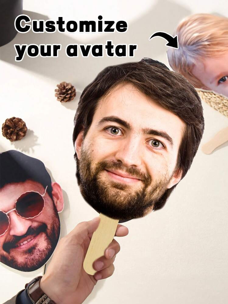 1pc Customized Photo Face Paper Cuttings Stick, Personalized Customized Cutout Head Cardboard Pap... | SHEIN