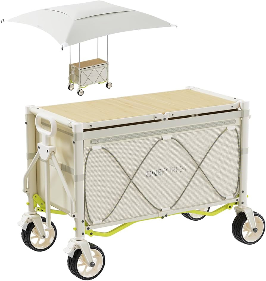Collapsible Wagon Cart with Canopy Tent, Portable Large Capacity Foldable Wagon Cart, Heavy Duty ... | Amazon (US)