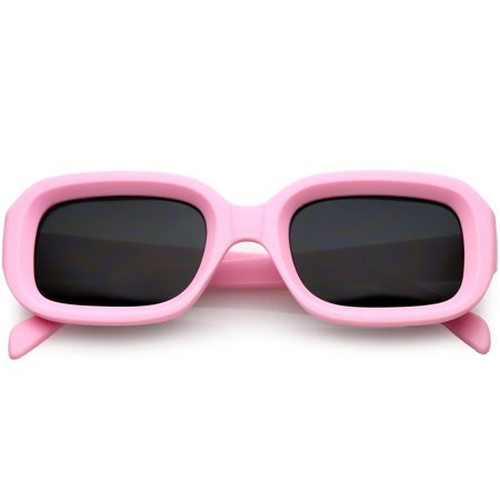Chunky Matte Finish Rectangle Sunglasses Neutral Colored Lens 50mm (Pink / Smoke) | Walmart (US)