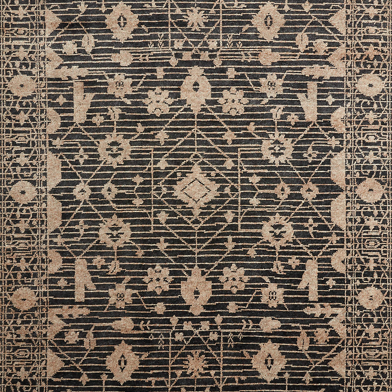 Verona Wool Hand-Knotted Black Area Rug 10'x14' + Reviews | Crate & Barrel | Crate & Barrel