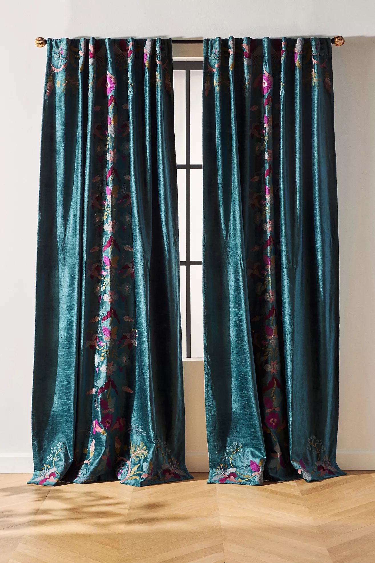 Embroidered Fiori Curtain | Anthropologie (US)