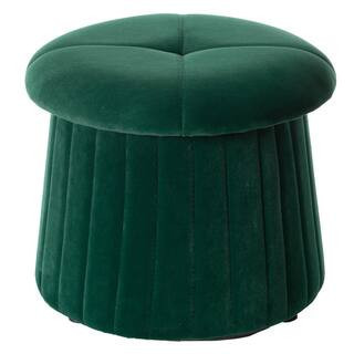 Green Modern Tufted Velvet Mushroom Shape Storage Ottoman Storage Stool Trunk | The Home Depot