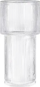 Ribbed Vase,Flower Vases.Large Glass Vase,Clear Flower Vase.Vase for Flower.Vases for Living Room... | Amazon (US)