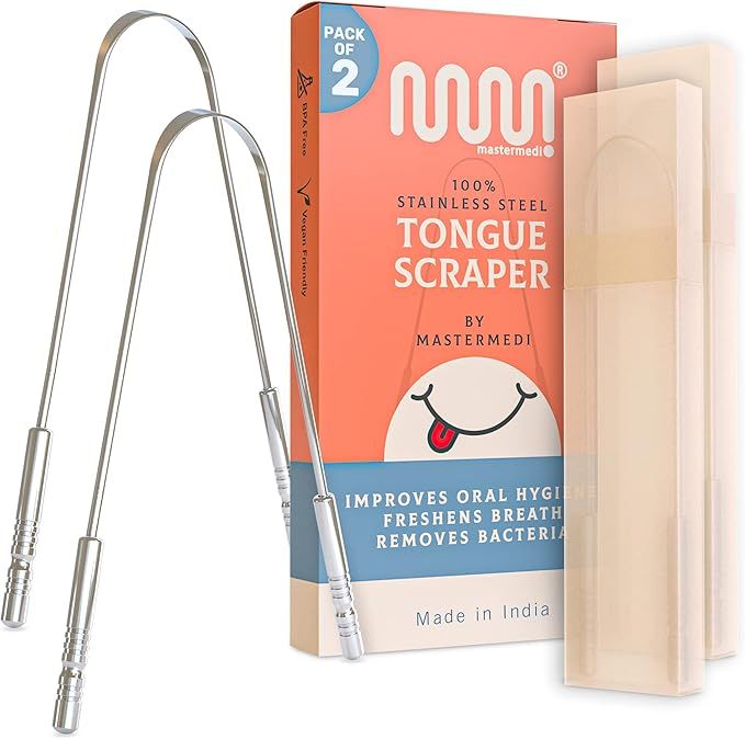 Amazon.com : MasterMedi Tongue Scraper for Adults with Travel Case (2 Pc), Bad Breath Treatment T... | Amazon (US)