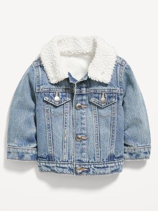 Unisex Sherpa-Collar Cozy-Lined Jean Jacket for Baby | Old Navy (CA)