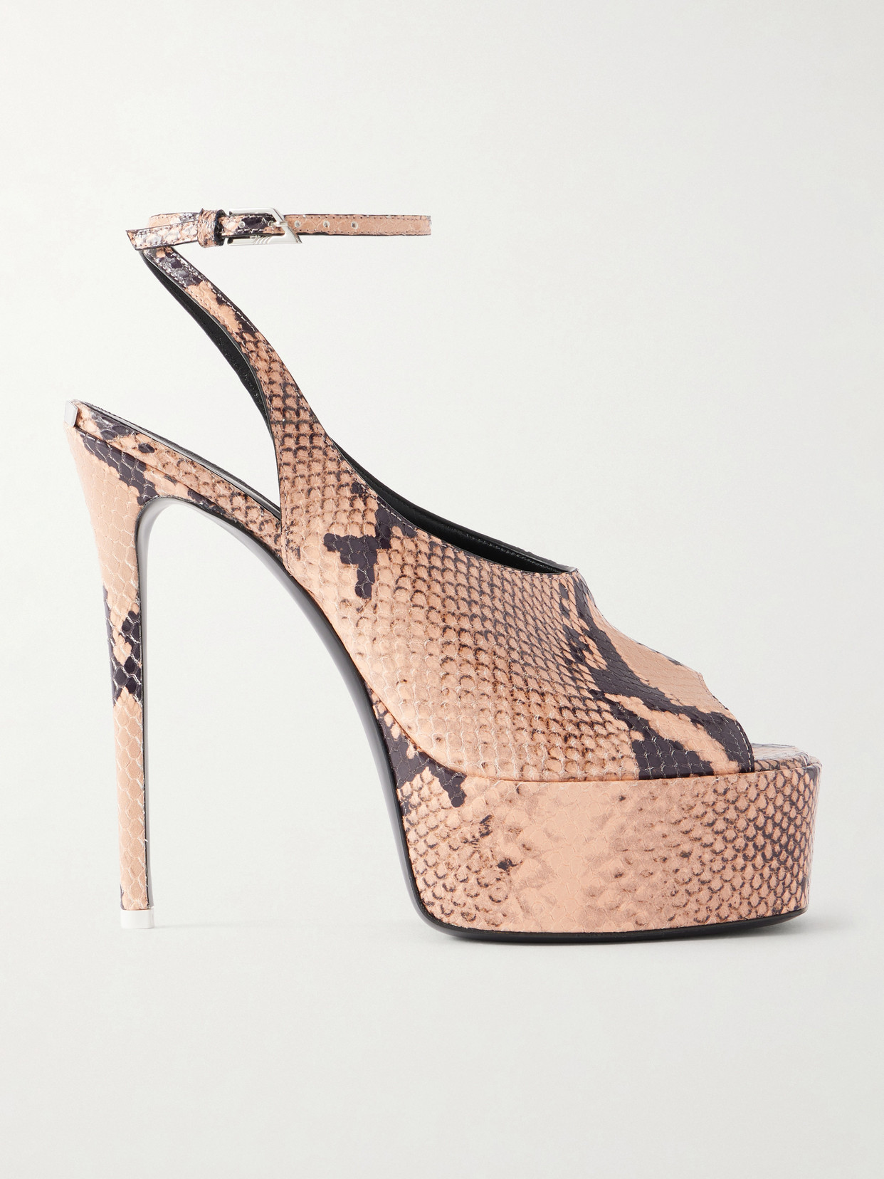 The Attico - Ornella 140 Snake-effect Leather Platform Pumps - Brown | NET-A-PORTER (US)