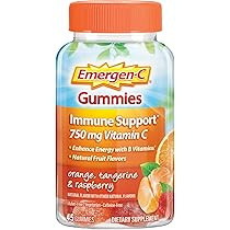 Emergen-C 750mg Vitamin C Gummies for Adults, Immunity Gummies with B Vitamins, Gluten Free, Orange, Tangerine and Raspberry Flavors, Back to School Essentials - 45 Count | Amazon (US)