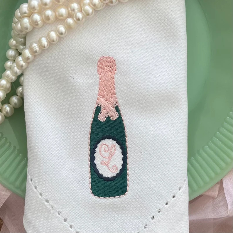 Champagne napkins, cotton napkins personalized napkins, wedding napkins, anniversary, monogrammed... | Etsy (US)