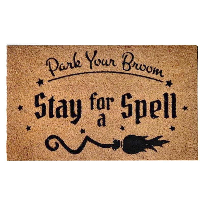 Park Your Broom Halloween Coir Mat, 18x30 | At Home