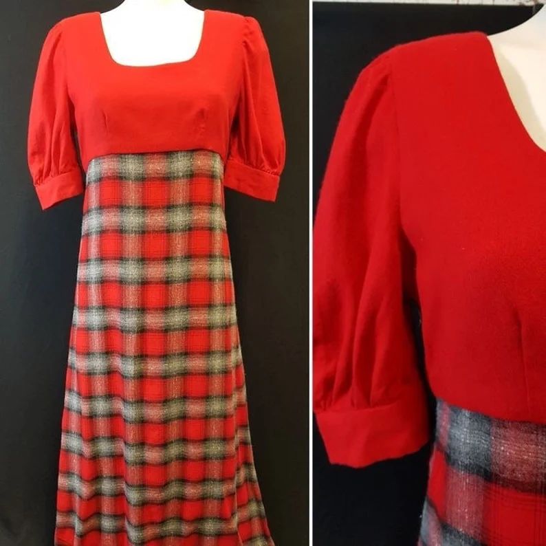 70s Tartan Maxi Dress Size . - Etsy UK | Etsy (UK)