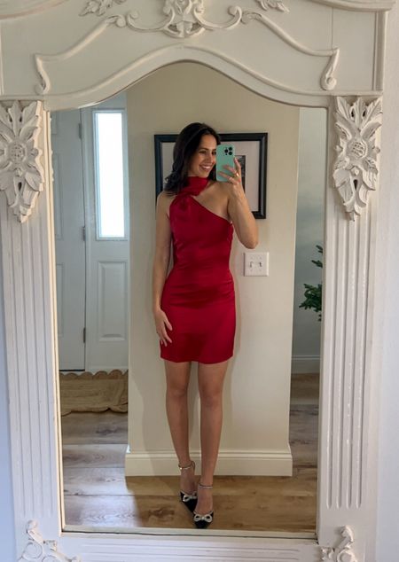 NYE dress, new years dress, red mini dress, red satin dress, holiday outfit, Christmas outfit 

#LTKstyletip #LTKHoliday #LTKshoecrush