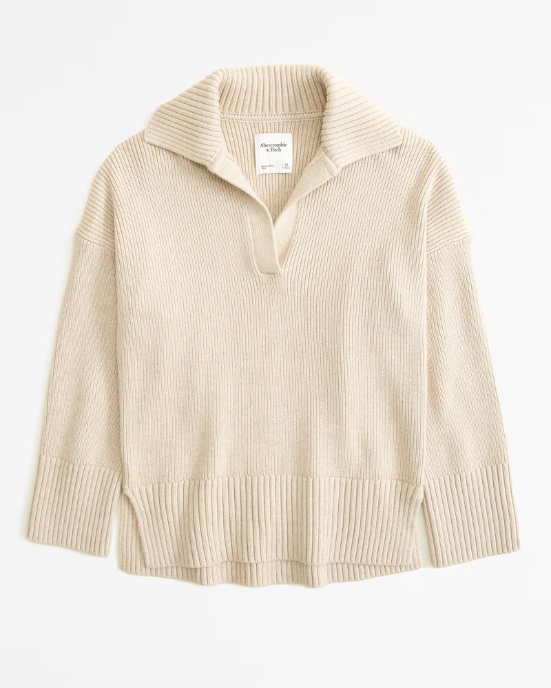 Long-Length Notch-Neck Sweater | Abercrombie & Fitch (US)