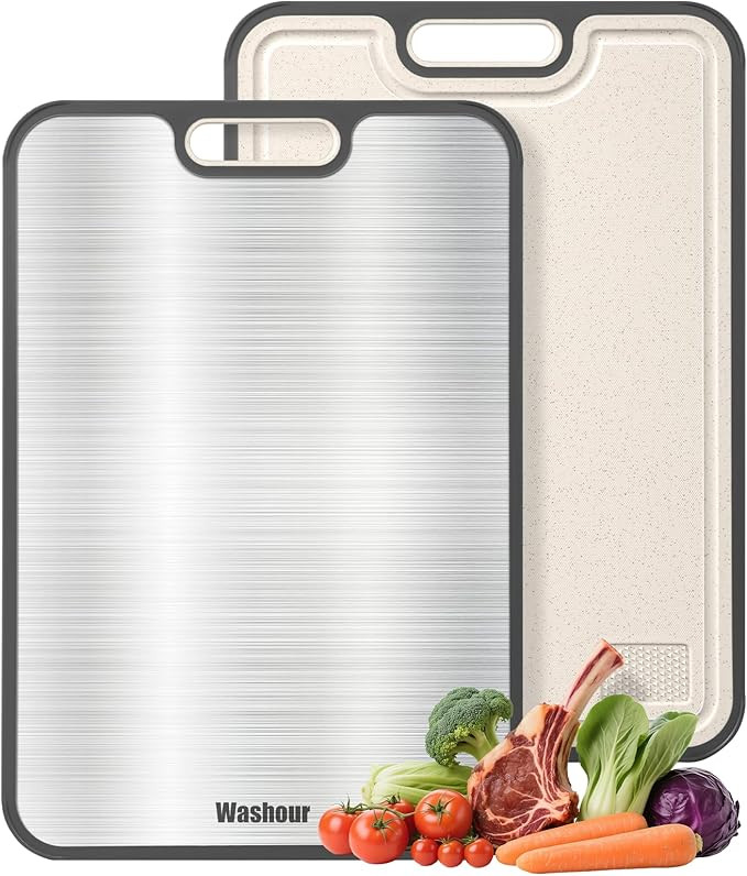 Titanium Cutting Boards for Kitchen, Non Toxic 2-in-1 Cutting Board Double Sided, Food Grade Chop... | Amazon (US)