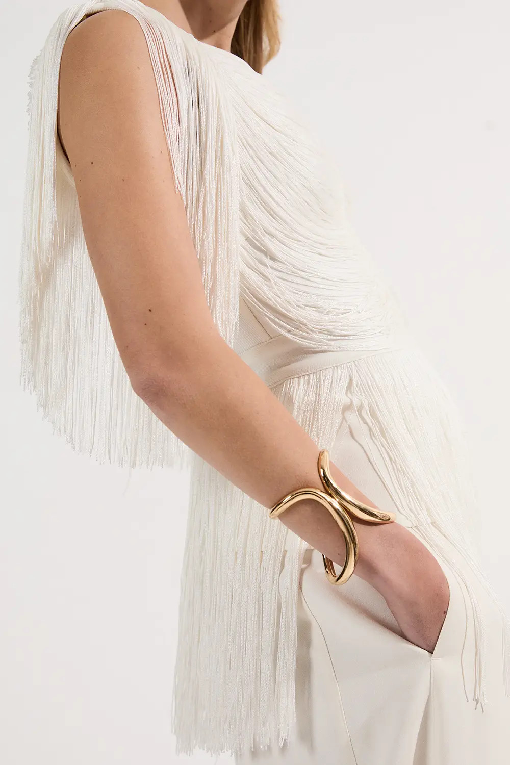 Jumpers & Cardigans | Draped Fringe Knitted Top | KarenMillen | Karen Millen US