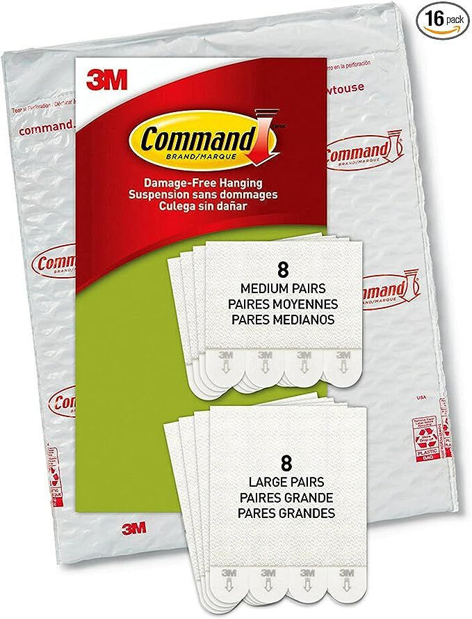 Command Picture Hanging Strips, 16 Pairs: 8-Medium, 8-Large Pairs, Easy to Open Packaging | Amazon (US)
