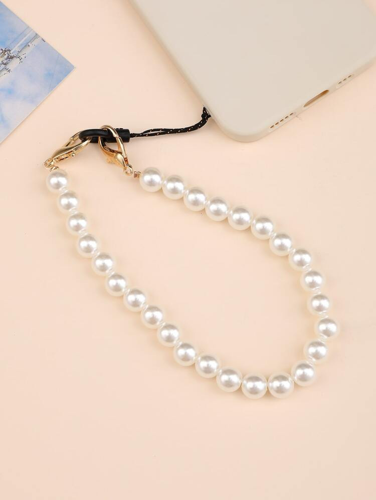 1pc Faux Pearl Beaded Phone Lanyard | SHEIN