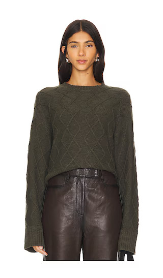 Coastal Cable Crewneck Sweater in Dark Olive | Revolve Clothing (Global)