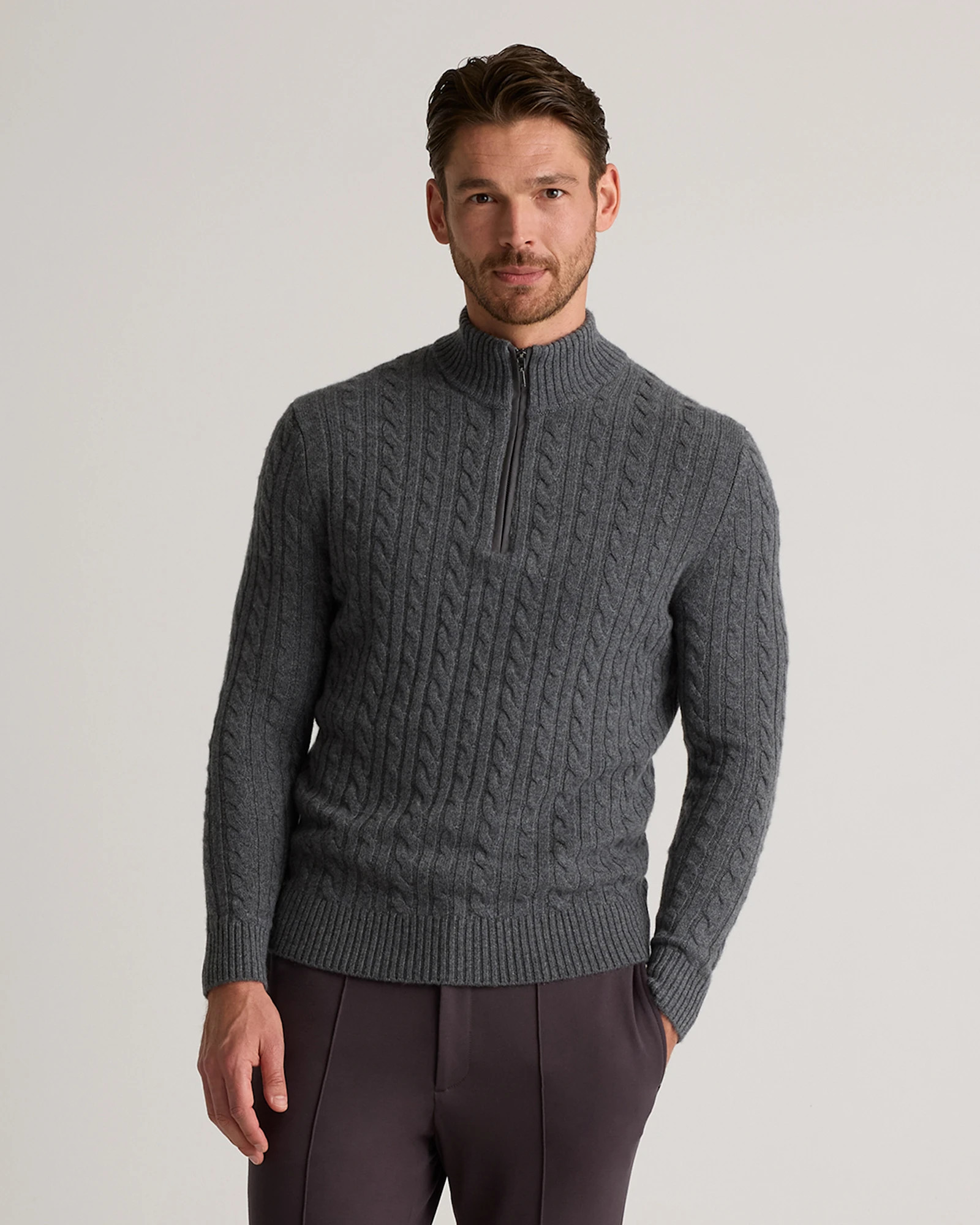 Luxe Baby Cashmere Cable Quarter Zip Sweater | Quince