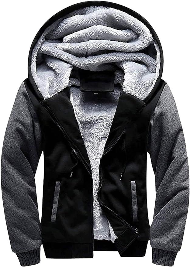 Little Beauty Hoodies for Men Zip Up Sweashirts Fleece Sherpa Lined Winter Wool Heavyweight Jacke... | Amazon (US)