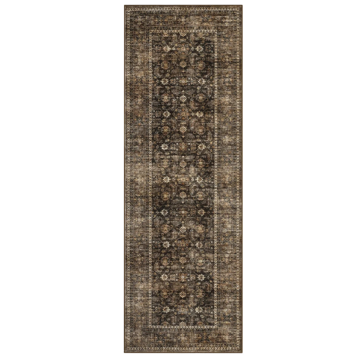 Washable Vintage Floral Printed Area Rug for Living Room Decor Non Slip Low Pile Thin Rugs for Be... | Wayfair North America