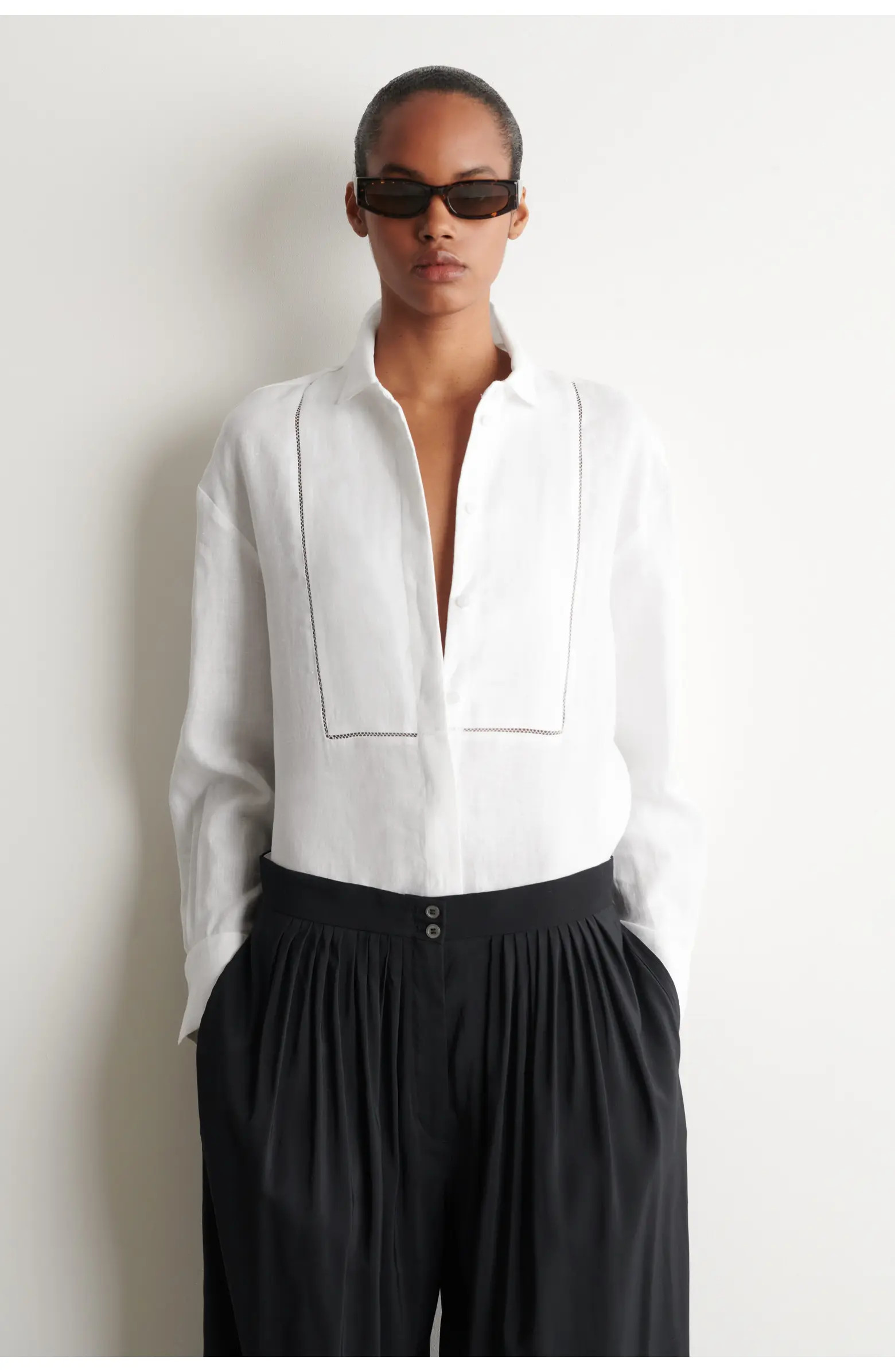 Embroidered-detail Linen Shirt | Nordstrom