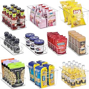Clear Fridge Organizer Bins Set - 10 Piece Plastic Organizer Fridge Bins with Handle for Freezer,... | Amazon (US)