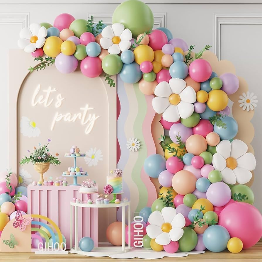 Daisy Flower Balloon Arch Kit 137PCS Pink and Green Yellow WildFlower Balloons for Wild Flower Ba... | Amazon (US)