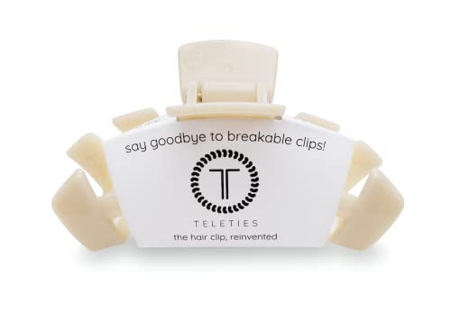 TELETIES - Large Hair Clip - Strong Grip, Bendable Teeth, Comfortable Curved Design - Ideal for Thick Hair - For All Hair Textures - Almond Beige | Amazon (US)