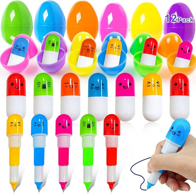Easter Basket Stuffers Novelty Pen Transform Filled Easter Eggs with Toys Inside, 12 Pack Easter ... | Amazon (US)