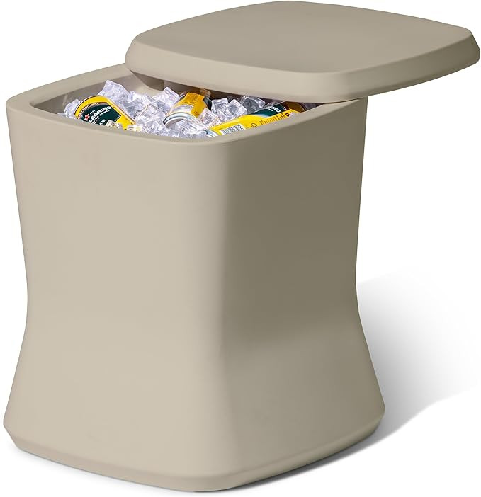 Coast Modern Outdoor Side Table Cooler- 2 in 1 Patio Decor Storage Table & Ice Chest - 25 QT - Wh... | Amazon (US)