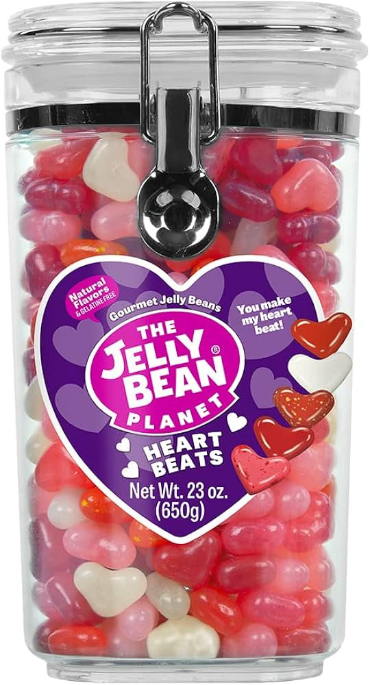 The Jelly Bean Planet Heart Beats Valentine's Candy Jar 23 oz - 5 flavors Candy hearts - Gluten-f... | Amazon (US)