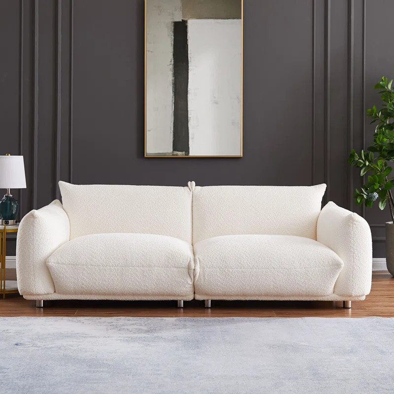 Anarii 85" W Lambs Wool Upholstered 3 Seater Sofa | Wayfair North America