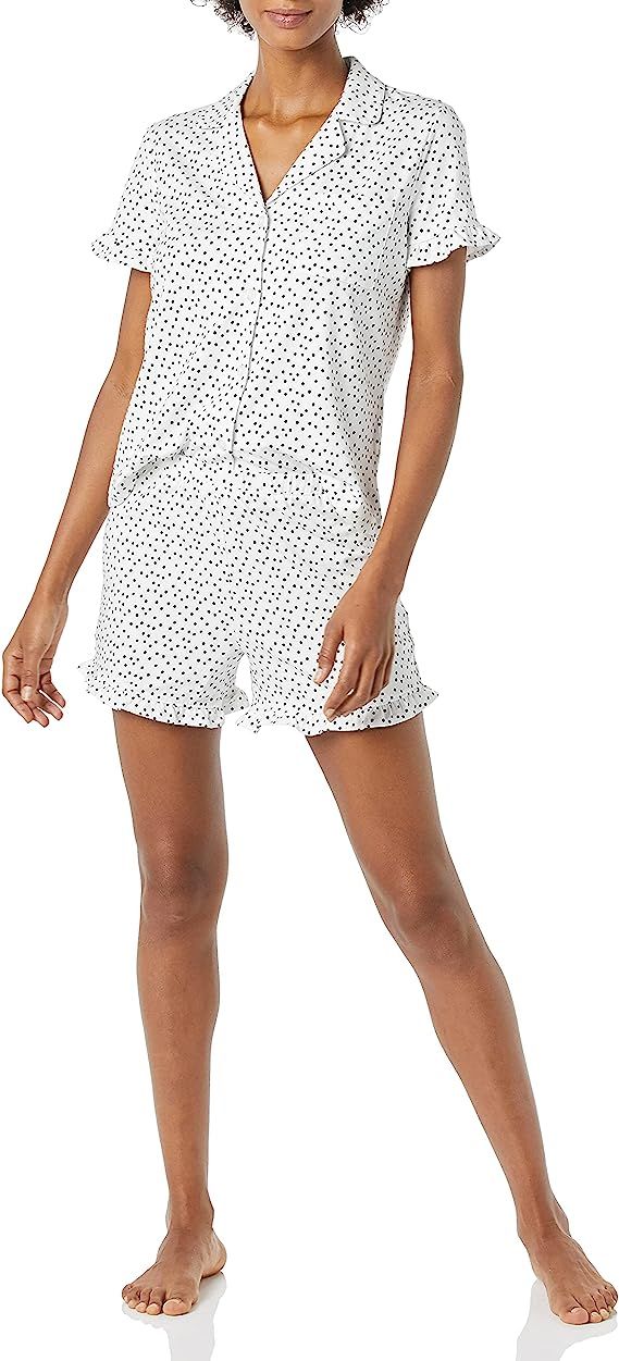 Amazon.com: Amazon Essentials Women's Cotton Modal Short Pajama Set, White, Dots Print, Large : C... | Amazon (US)