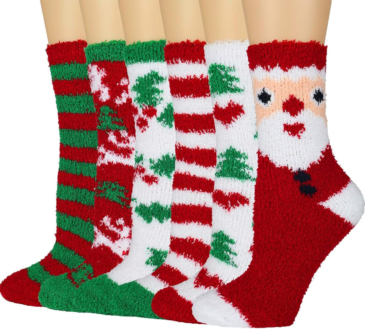 Ginmewrae Womens Christmas Fuzzy Socks Cozy Soft Fluffy Slipper Socks Sleeping Warm Winter Socks ... | Amazon (US)