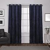 Exclusive Home Curtains Velvet Heavyweight Grommet Top Curtain Panel Pair, 54x96, Navy, 2 Count | Amazon (US)