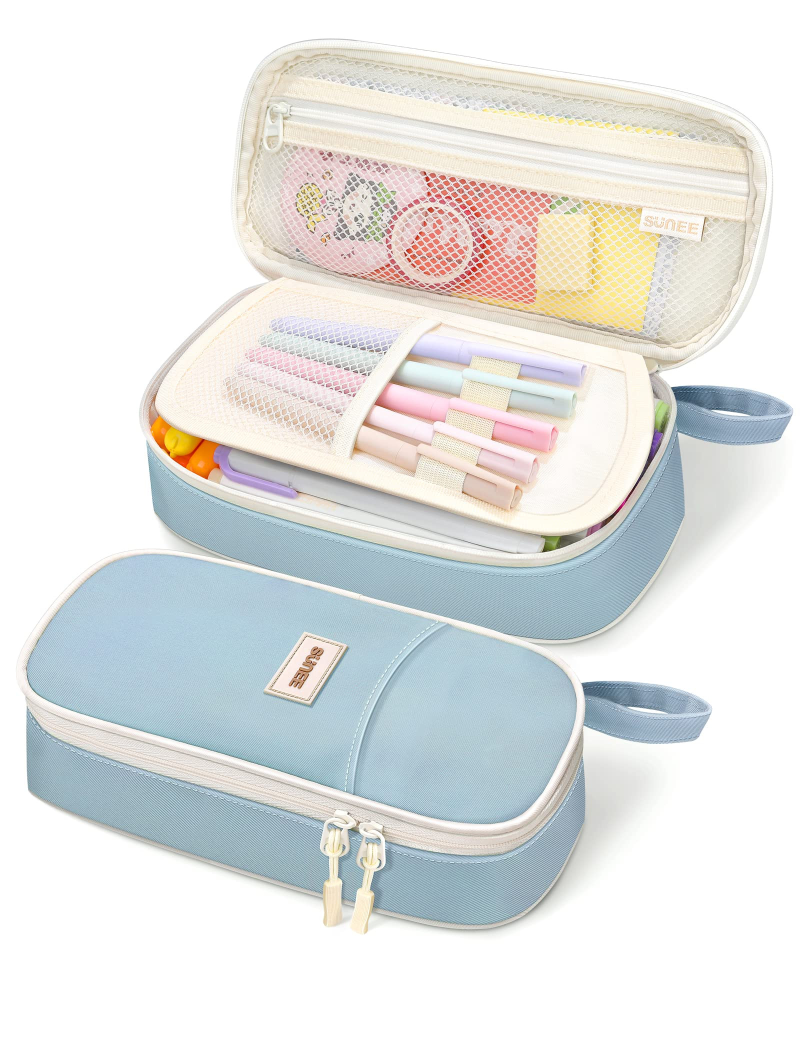 SUNEE Cute Pencil Case, Aesthetic Pen Pouch, Colored Large Pencil Bag with Zipper, Kawaii Station... | Amazon (US)