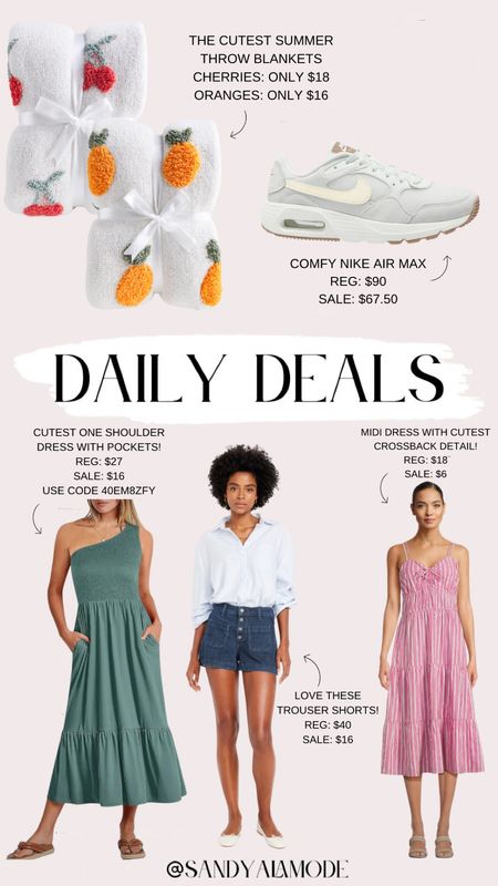 Daily deals // summer outfits // summer dresses // Amazon dress // trouser shorts // styled collection blankets // Nike air max 

#LTKSeasonal #LTKSaleAlert