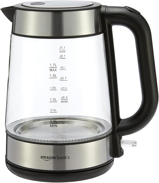 Amazon Basics Electric Kettle with Glass Carafe for Tea and Coffee, BPA-Free, Fast Boiling, Auto ... | Amazon (US)
