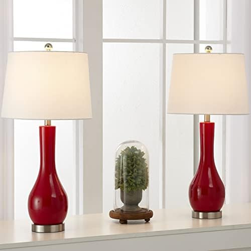 Maxax Traditional Table Lamp Set of 2, Red Ceramic Bedside Nightstand Lamps with USB Ports for Be... | Amazon (US)