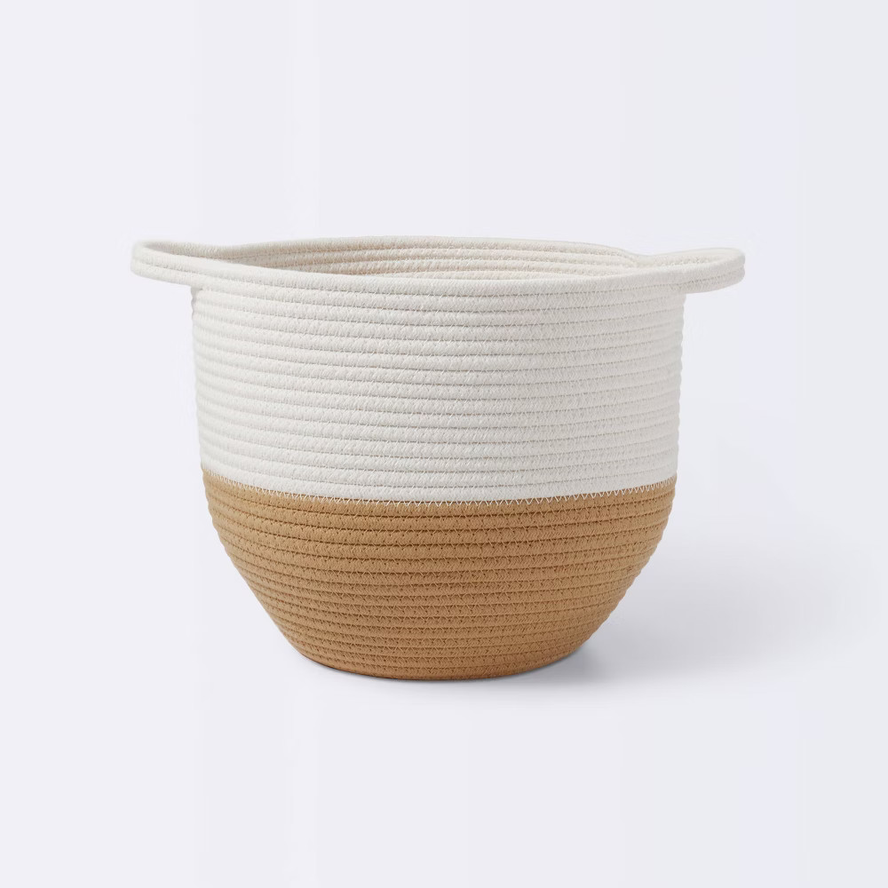 Coiled Rope Round Bottom Storage Bin with Color Band - Cloud Island™ Tan/Cream M | Target