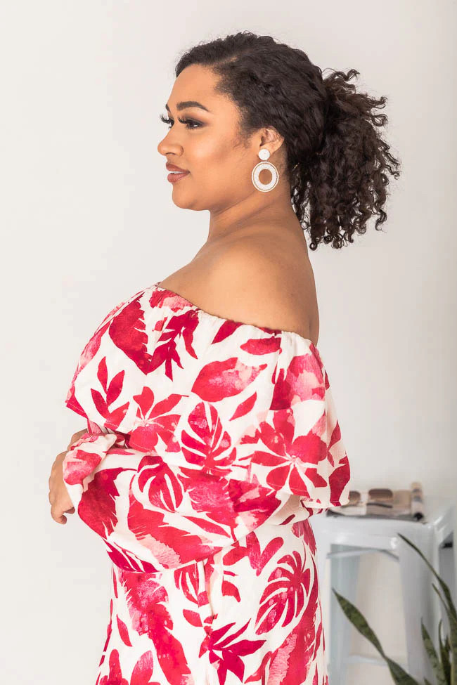 Passport To Paradise Pink/White Off The Shoulder Printed Blouse | Pink Lily