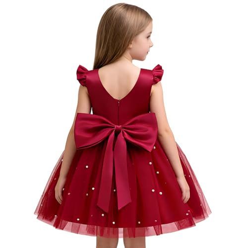TTYAOVO Flower Girl Dress Bowknot Pageant Wedding Party Gown Size 4Y(4 Years, 2070 Burgundy) | Amazon (US)
