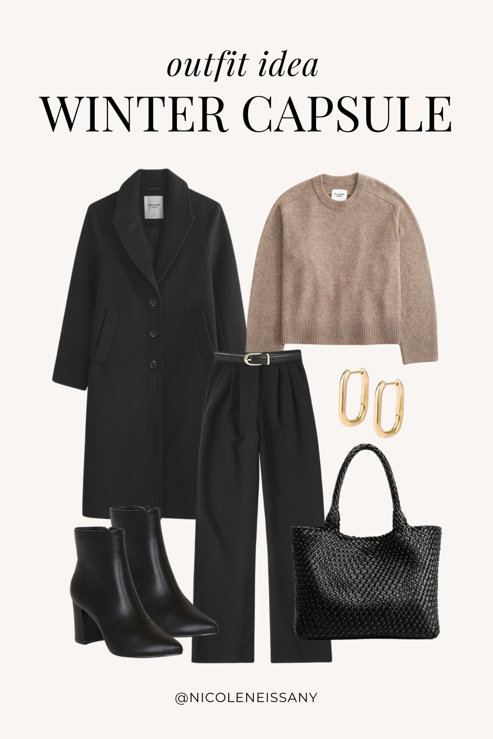 Winter Capsule Wardrobe Outfit Idea | winter capsule outfit, winter outfit, winter outfits, winter style, winter fashion, winter 2024 fashion, winter outfits 2024, winter trends 2024, winter outfit inspo, winter outfit inspiration, winter capsule wardrobe essentials, winter wardrobe essentials, winter closet essentials, winter essentials, winter basics, winter must haves, neutral capsule wardrobe, neutral outfit, neutral fashion, casual outfit, casual date night outfit, elevated casual outfit, brunch outfit, everyday outfit, work outfit, Abercrombie, Amazon Fashion, Revolve, Lulus, Nordstrom, H&M, Mango // winter coat, wool coat, winter sweater, crewneck sweater, tailored pants, black ankle boots, heeled ankle boots, gold square hoop earrings, woven tote bag, woven bag 

 

#LTKTravel #LTKFindsUnder50 #LTKItBag #LTKSeasonal #LTKParties #LTKStyleTip #LTKFindsUnder100 #LTKHome #LTKSaleAlert #LTKShoeCrush