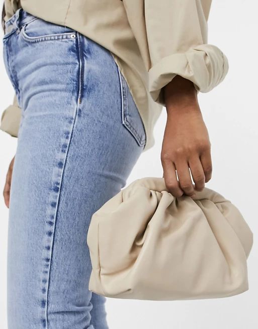 My Accessories London slouchy pillow clutch in stone | ASOS (Global)
